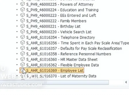 Lista de empleados. (s_ahr_61016369) en sap - introduccion sap