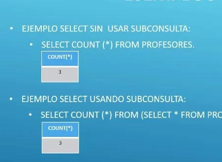 Concepto de subconsultas en sql - oracle sql