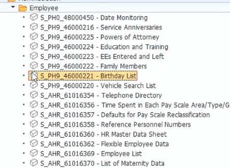 Lista de cumpleaños (s_ph9_46000221) en sap - introduccion sap