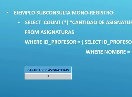 Categorías de subconsultas en sql - oracle sql