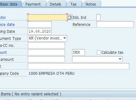 Simulando una factura de un proveedor / acreedor en sap - introduccion sap